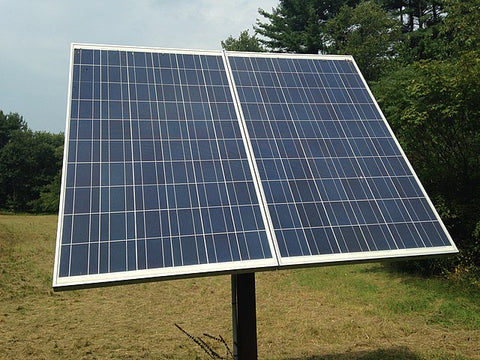 solar panel standing in field