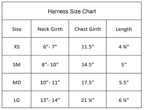 Harness Sizing Chart