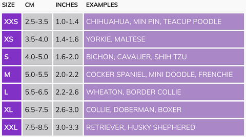 Dog Boots Size Chart