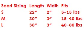 Chilly Dogs Scarf Size Chart