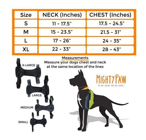 Mighty Paw sizing chart, Le Pet Luxe