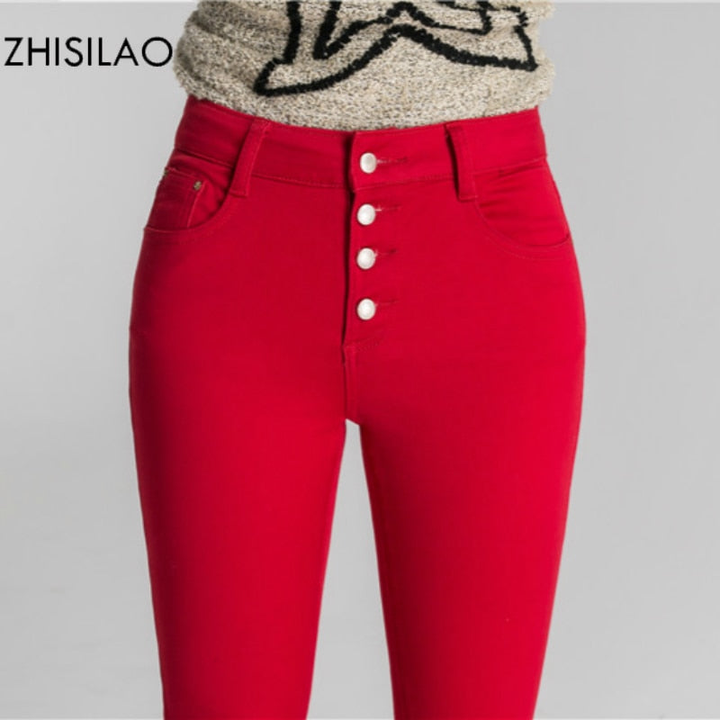 Zhisilao 2018 Woman Jeans Skinny Jeans Denim Pants Pencil Pants