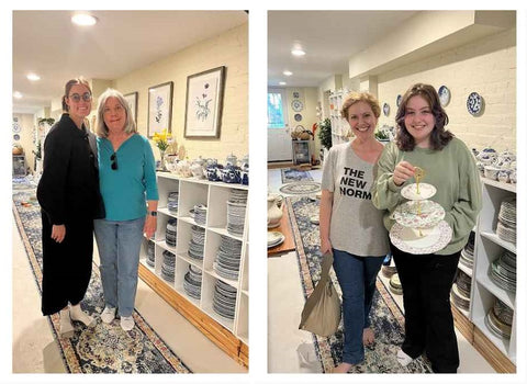 Mom and daughter visit The Brooklyn Teacup Park Slop studio to make tiered trays from vintage china. A mother's day bonding activity for tea lovers.