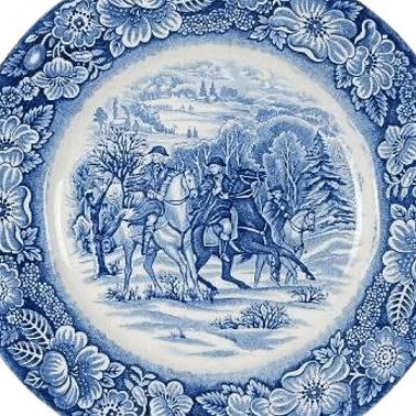 Luncheon plate with the Valley Forge Liberty Blue china pattern