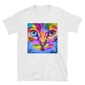 Zoom in Colourful Cat T-Shirt - Angry Owl Design