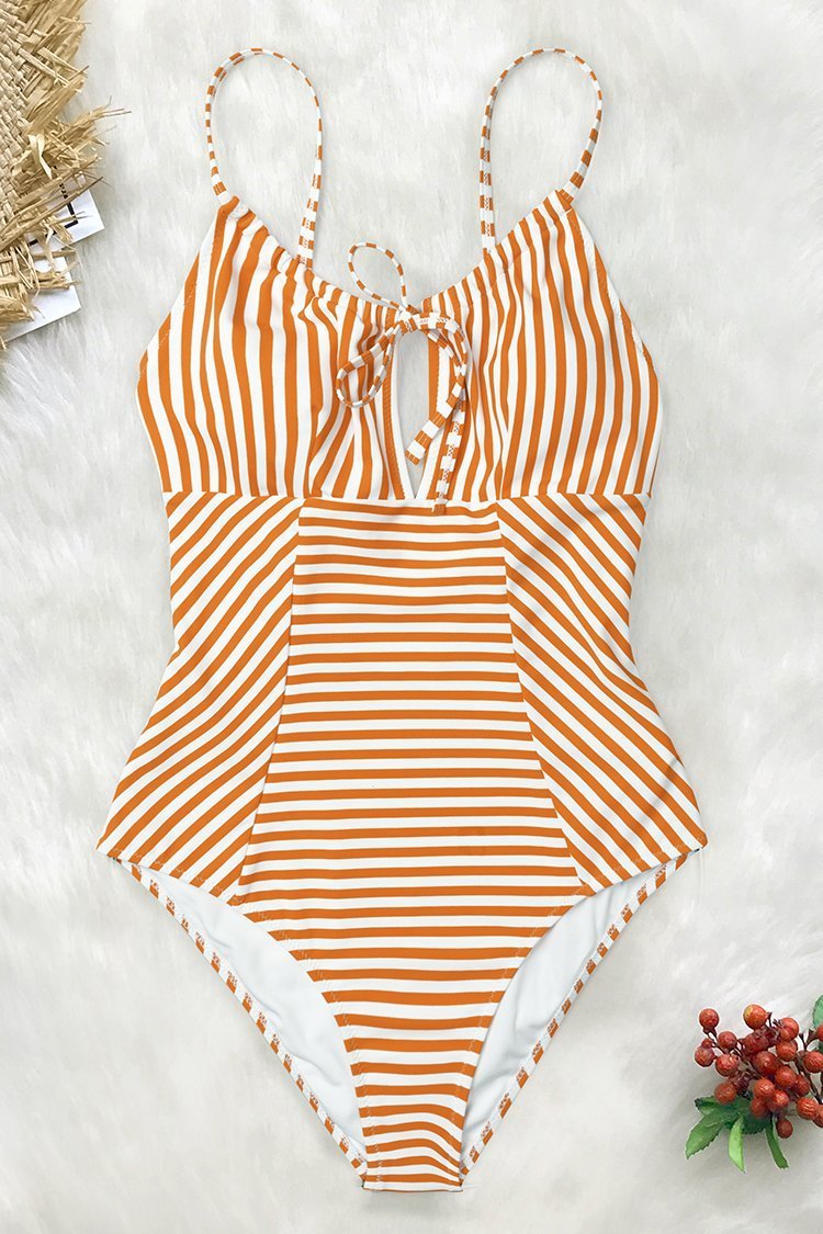 orange and white swimsuit