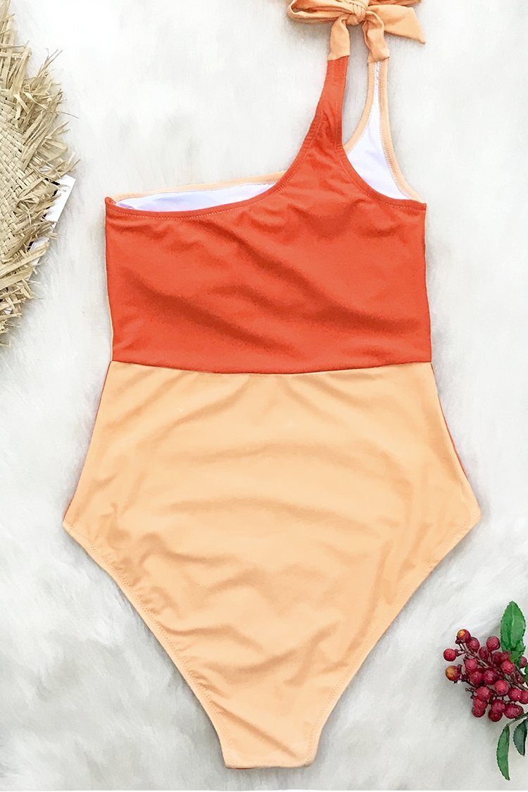 orange one shoulder bikini