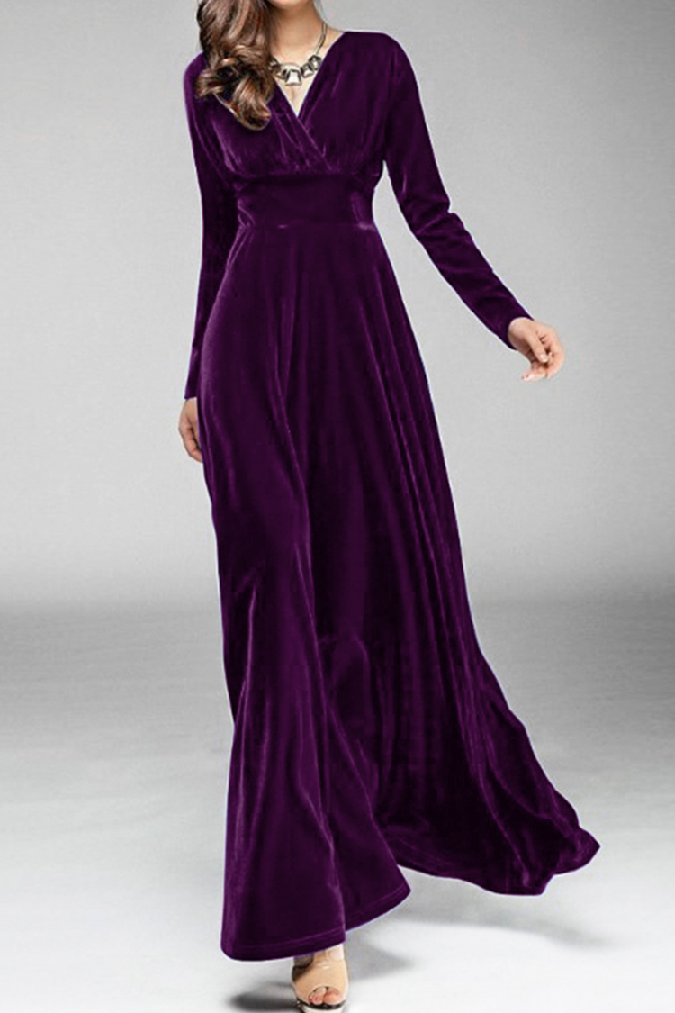 long purple velvet dress