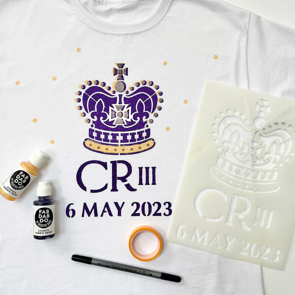 Make your own King’s Coronation T-shirt and Stencil Kit by Fab Dab Do