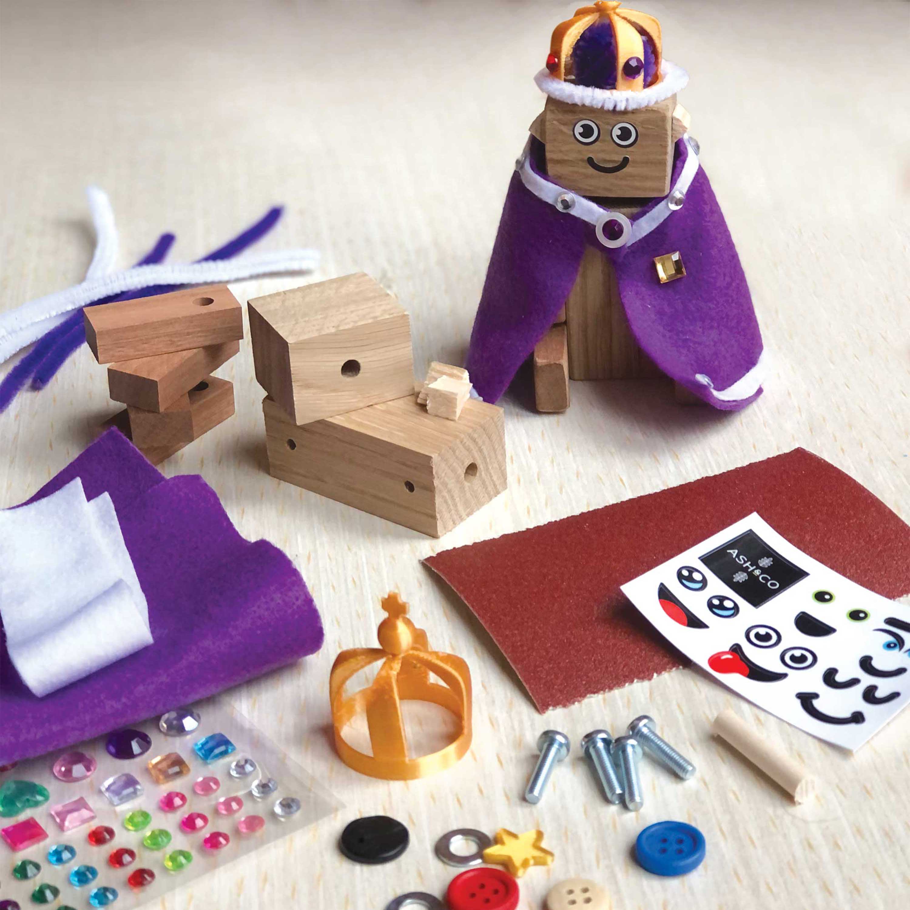 Make a wooden king-bot - fun kings coronation wood craft activity for kids