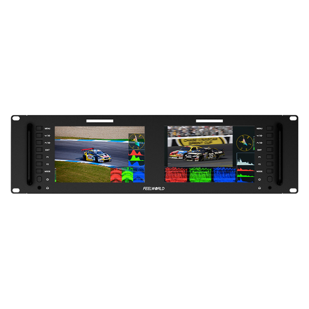 FEELWORLD D71 Dual 7 Inch 3RU Broadcast Rack Mount Monitor 3G SDI 