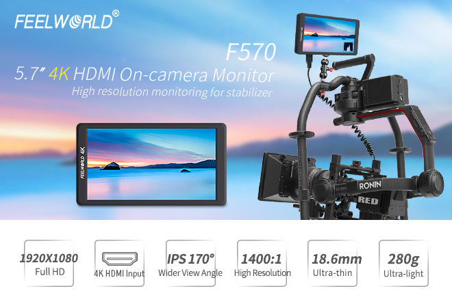 FEELWORLD F570 ビデオカメラモニター 5.7インチ フルHD