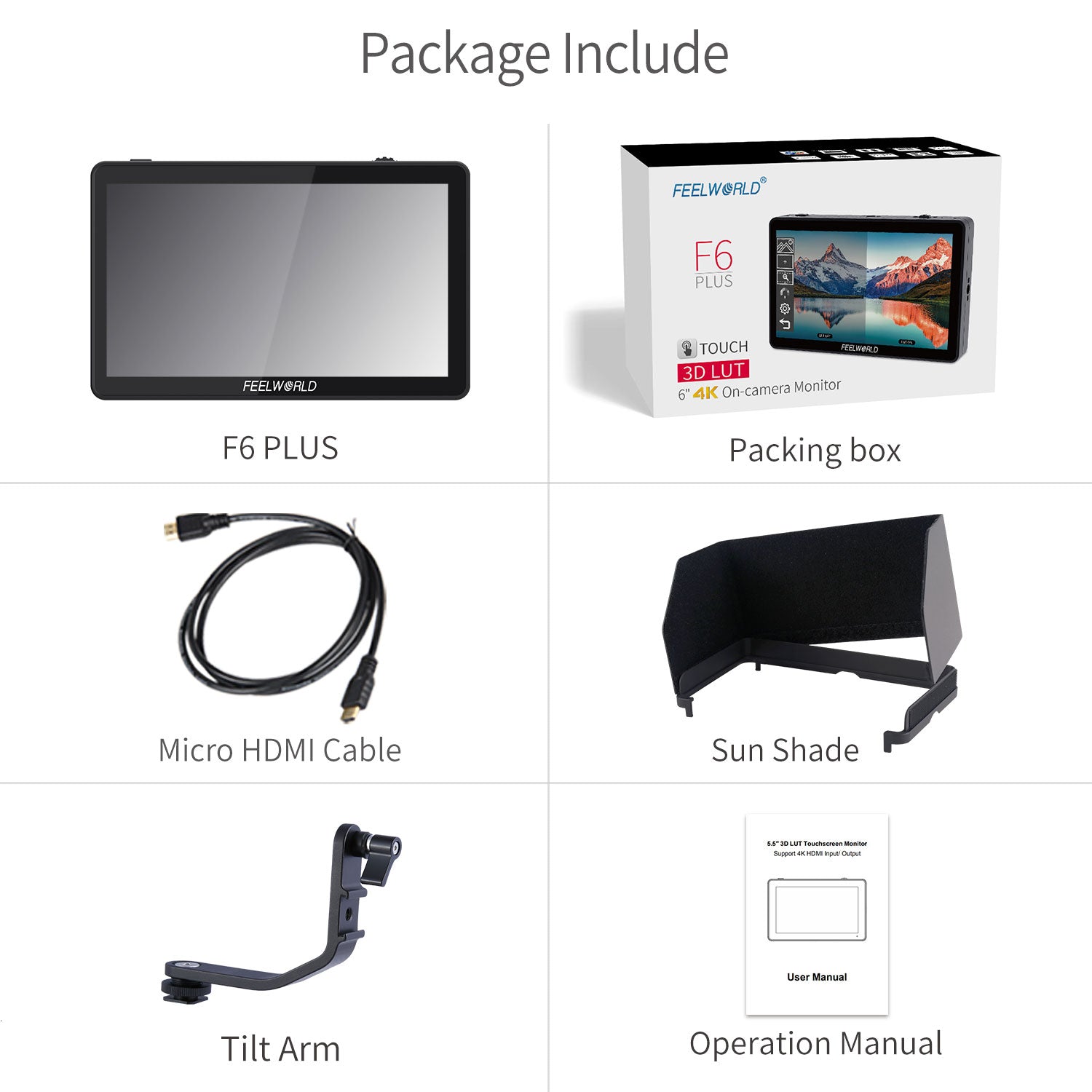 herder gemak Kostuum FEELWORLD F6 PLUS 5.5” 3D LUT Touchscreen 4K HDMI Camera Field Monitor –  feelworld official store