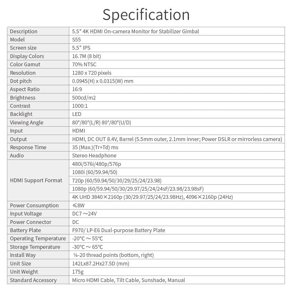 Feelworld S55 5 5 Inch Small On Camera Dslr Monitor Full Hd 4k Hdmi Feelworld Official Store