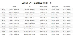 north face snow pants size chart