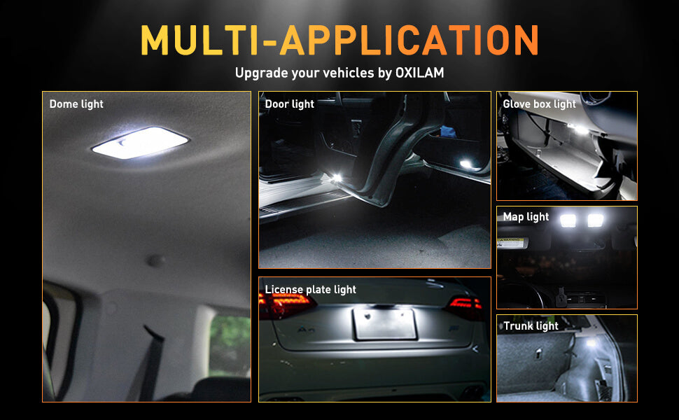 OXILAM 194 LED Bulbs 6000K White 168 2825 W5W T10 Interior Car Light B -  Oxilam