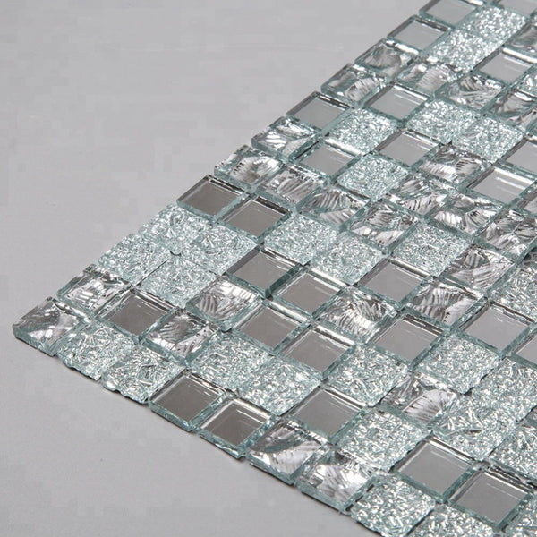 Silver Bling Mirror Glass Mosaic Tile For Bathroom Wall Diflart