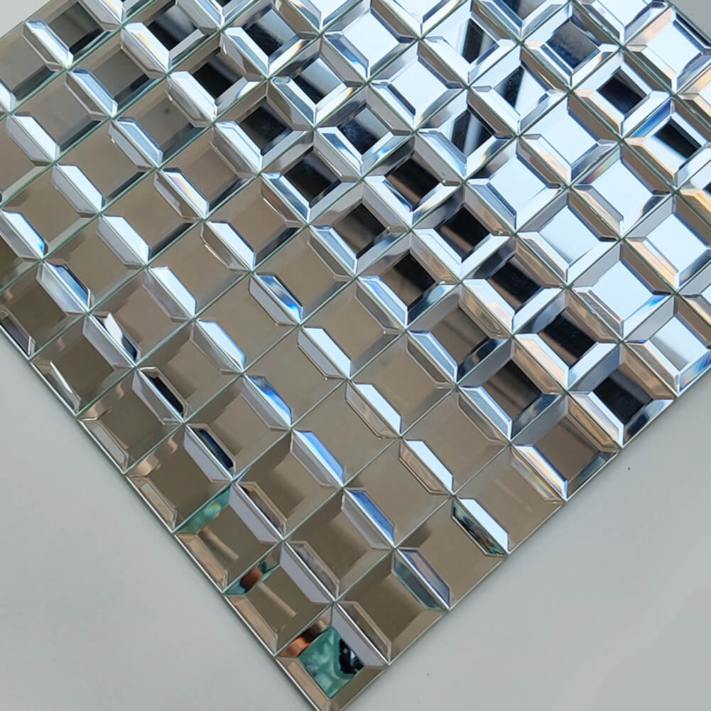 Silver Bling Mirror Glass Mosaic Tile for Bathroom Wall | Diflart
