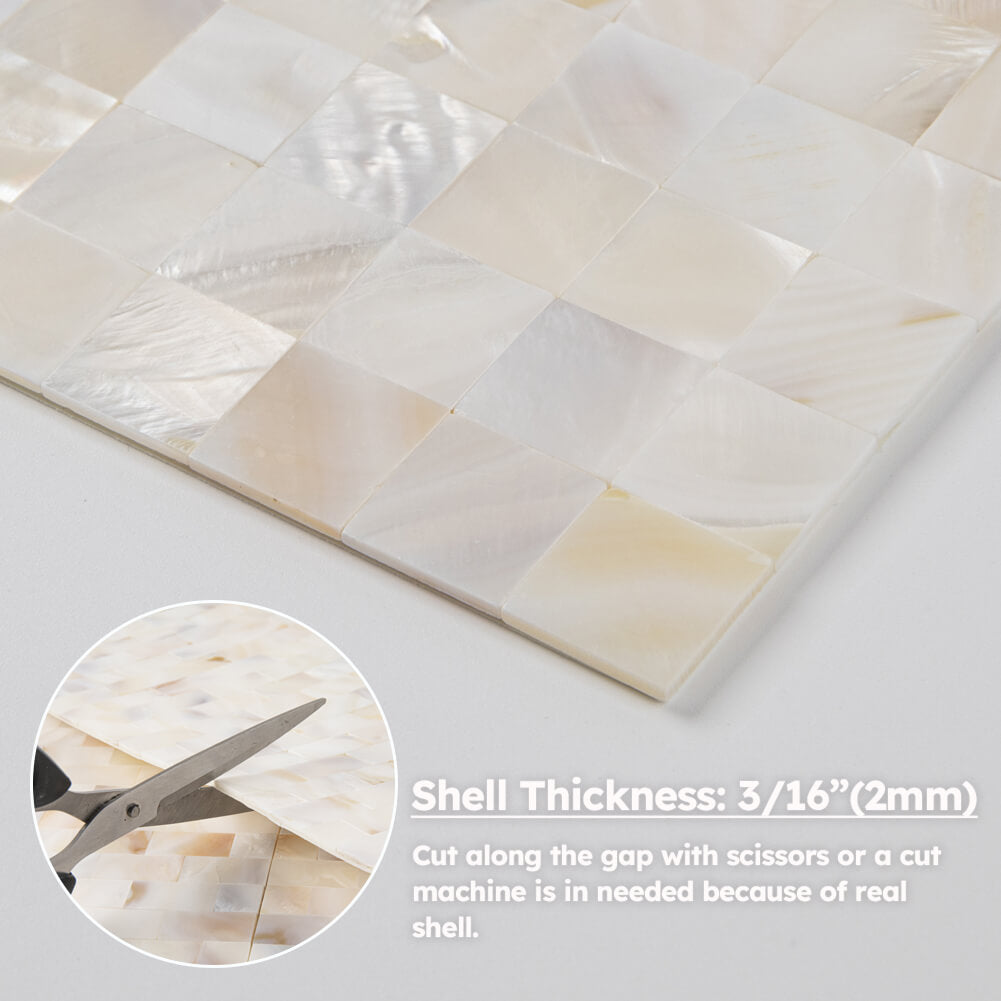 Peel and Stick Mother of Pearl Shell Mosaic Subway Tile - Diflart