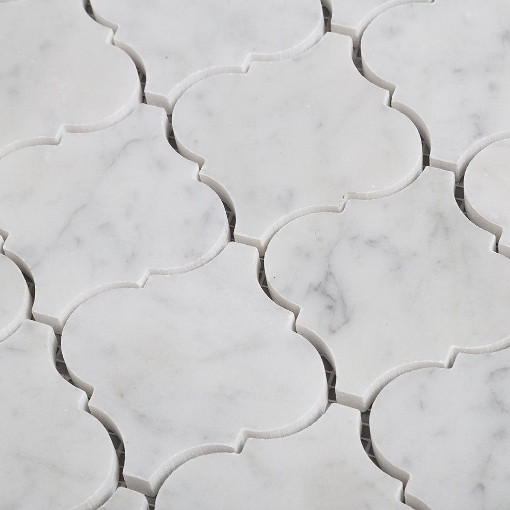 Italian Carrara White Marble Arabesque Mosaic Tile Diflart 6088