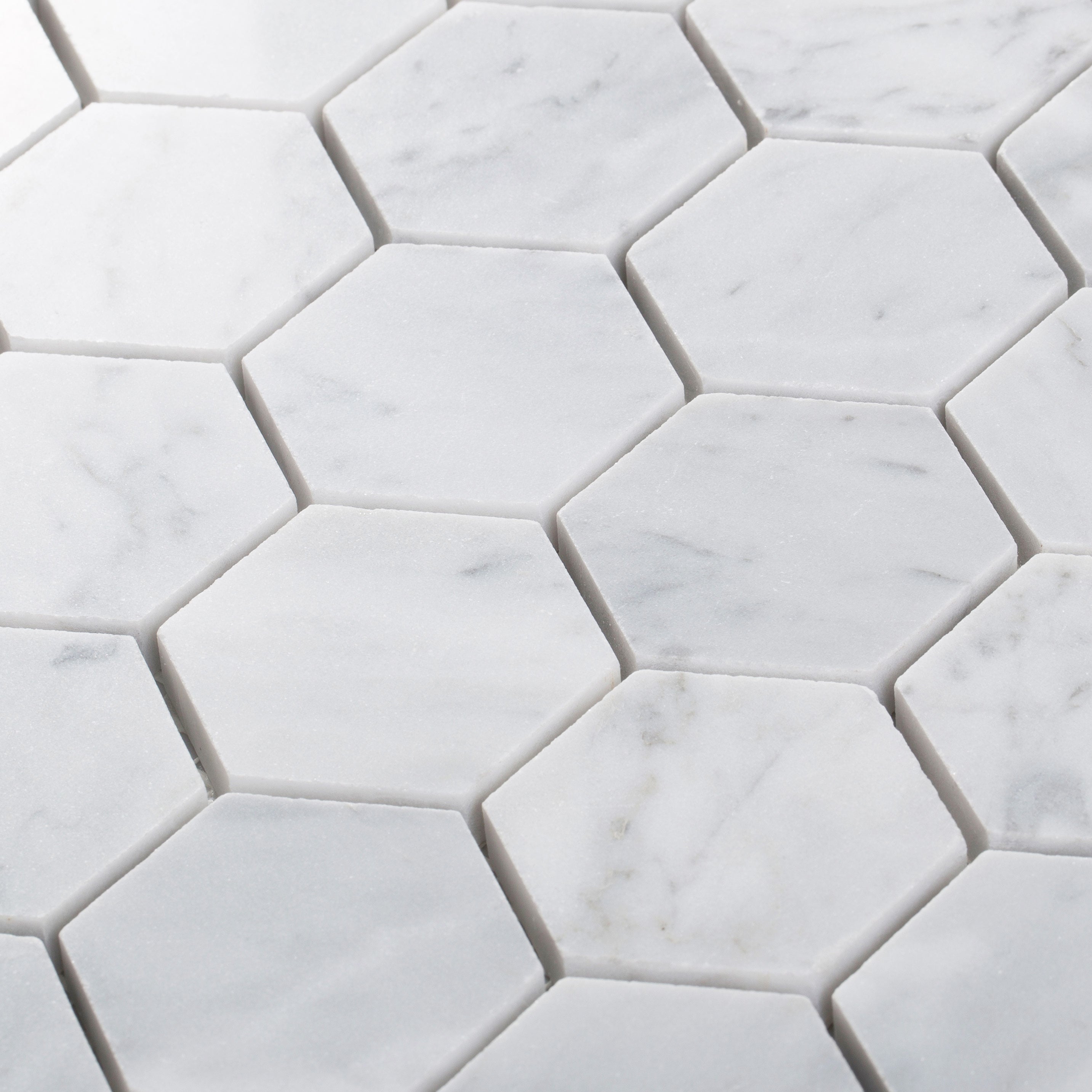Italian Carrara White Marble 2 Inch Hexagon Mosaic Tile Diflart