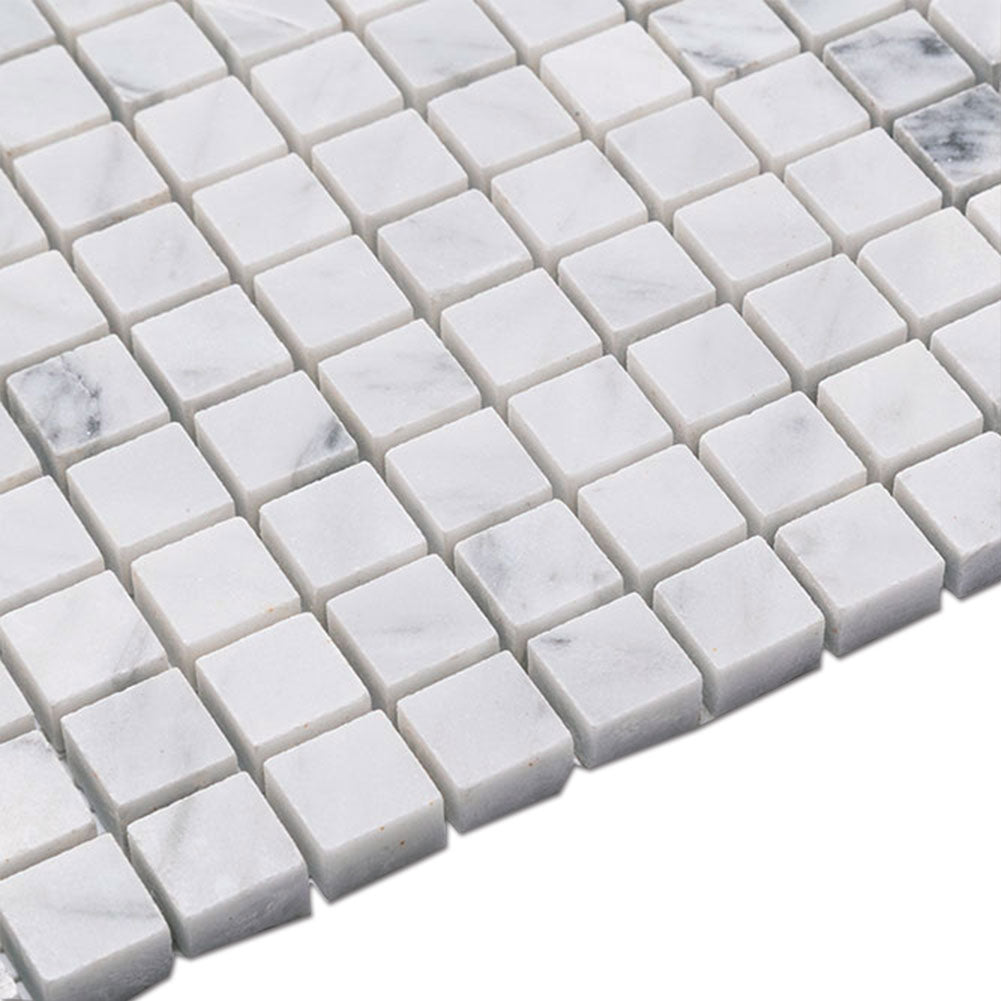 5 8 inch Square White Bianco Carrara Marble Mosaic Tile  