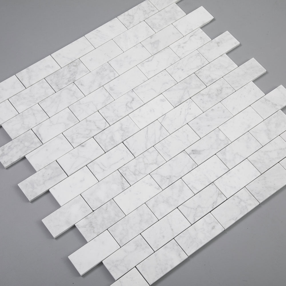 2  4 Brick White Bianco Carrara Marble Mosaic Tile  Diflart