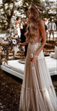 Cute v neck tulle lace long prom dress, evening dress， CD457