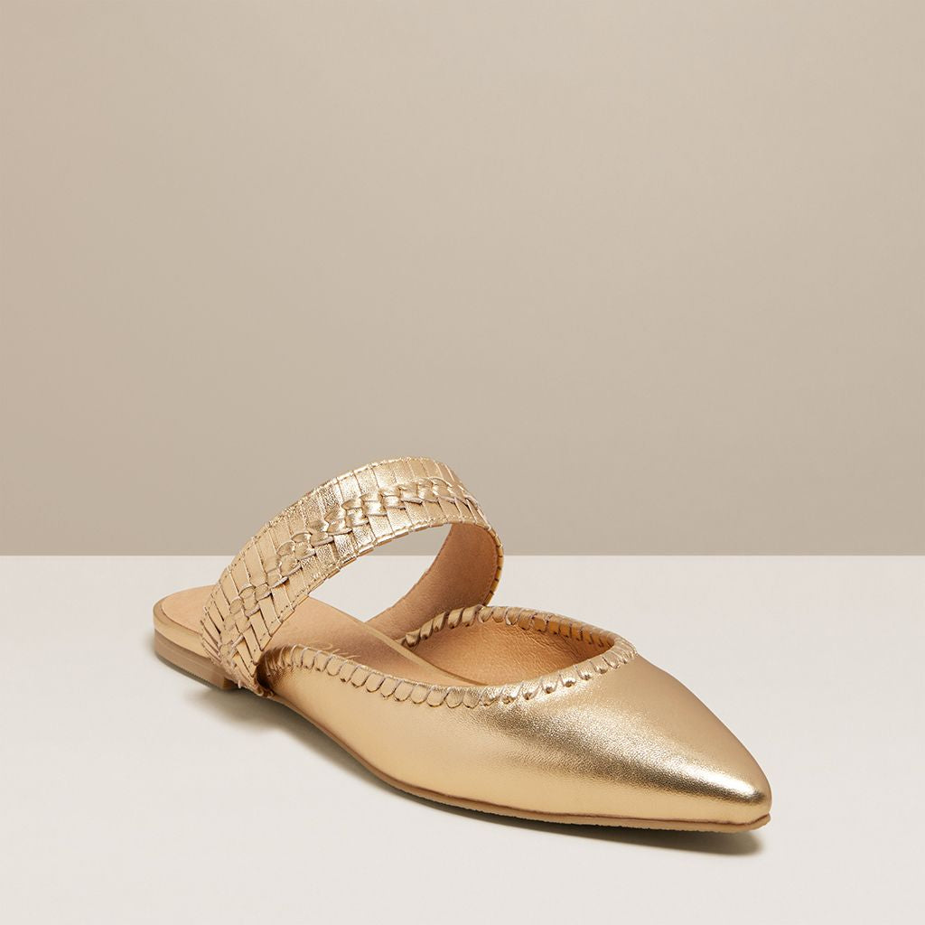 gold pointed mules