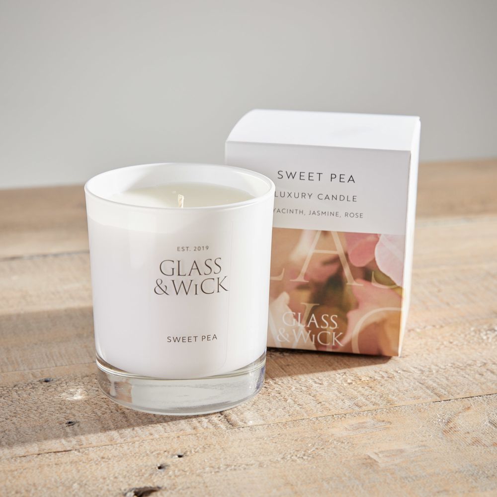 Glass and Wick Sweet Pea Candle image