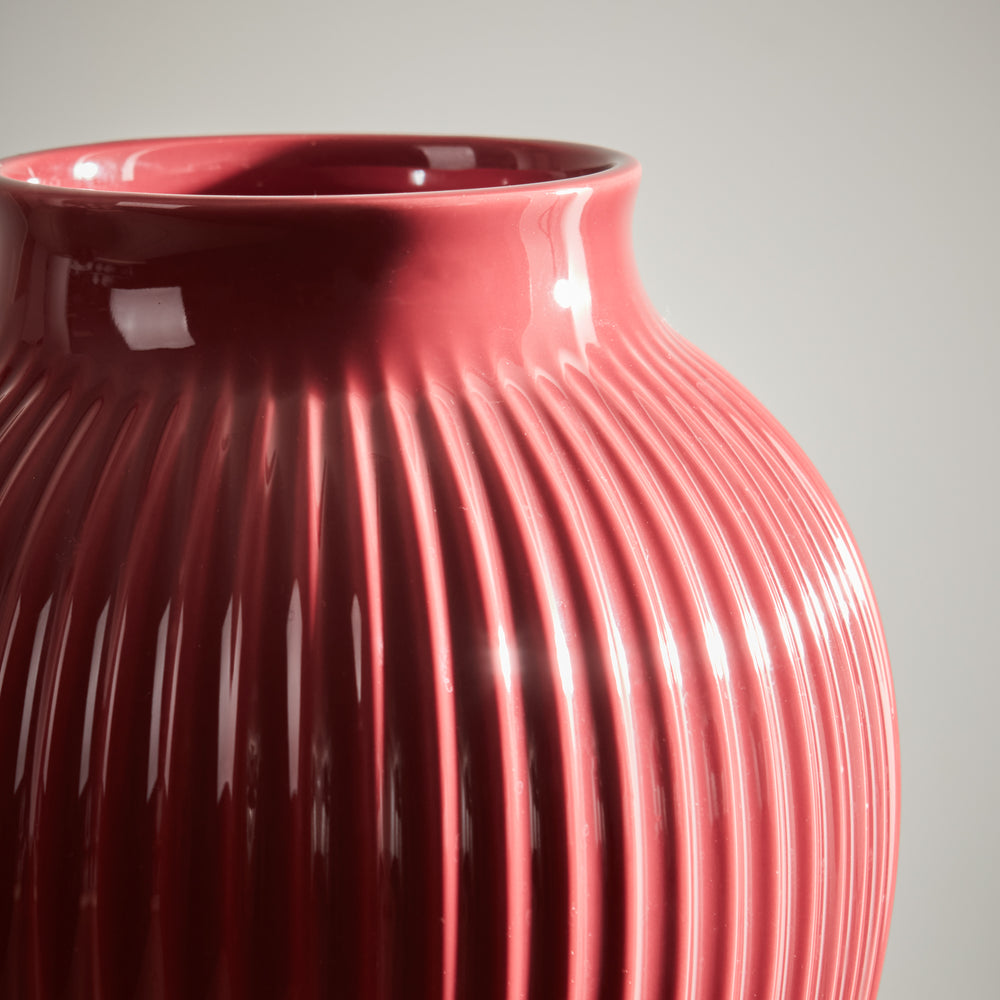 Grooved Burgundy Olpe Vase