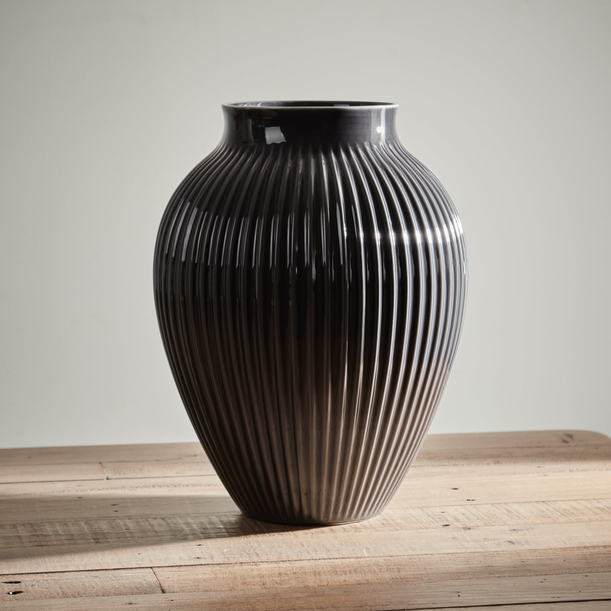 Grooved Large Black Olpe Vase image