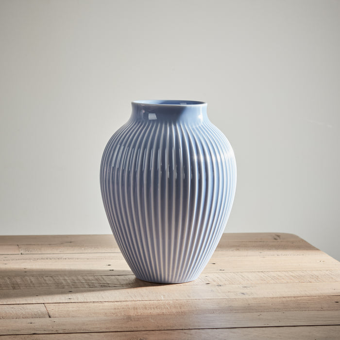 Grooved Lavender Blue Olpe Vase