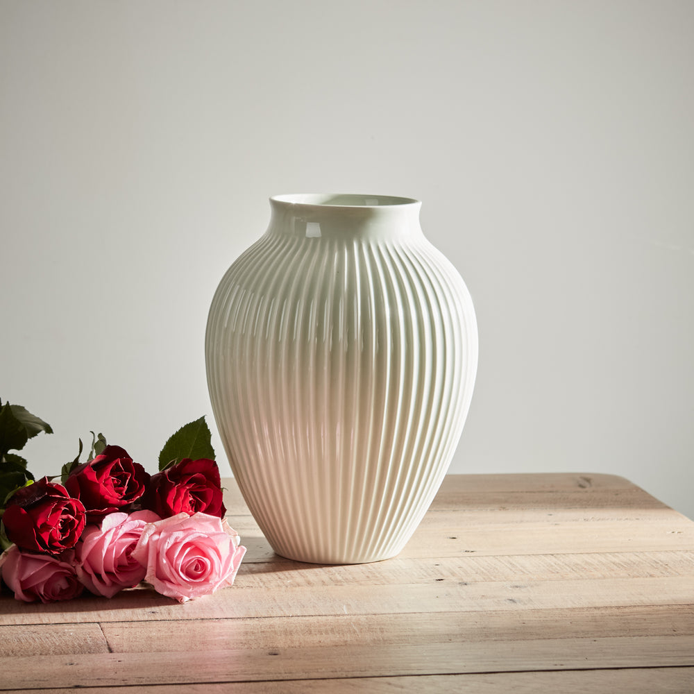 Grooved Mint Green Olpe Vase