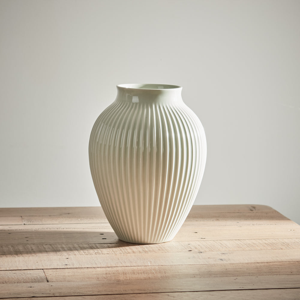 Grooved Mint Green Olpe Vase