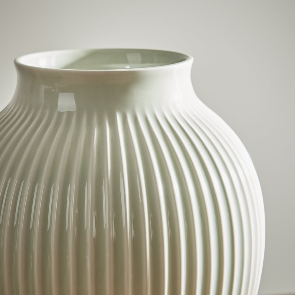 Grooved Mint Green Olpe Vase