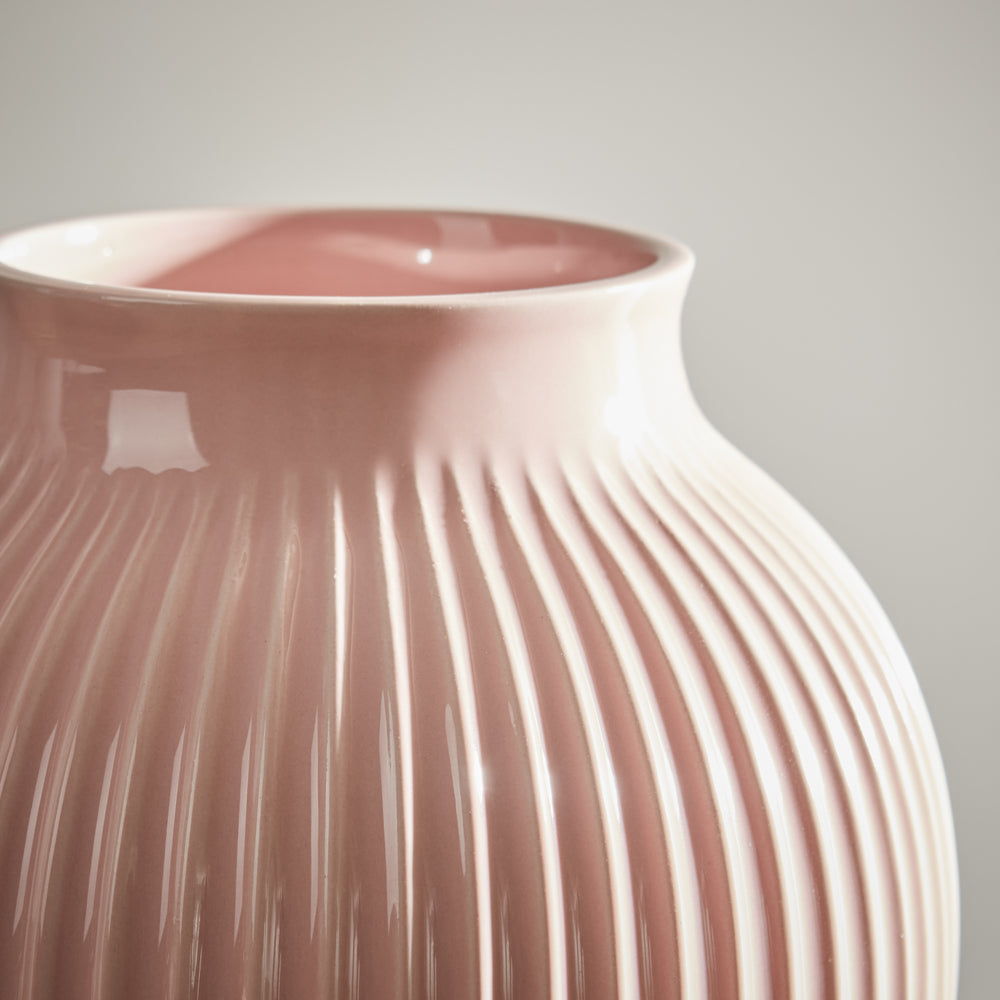 Grooved Pink Olpe Vase