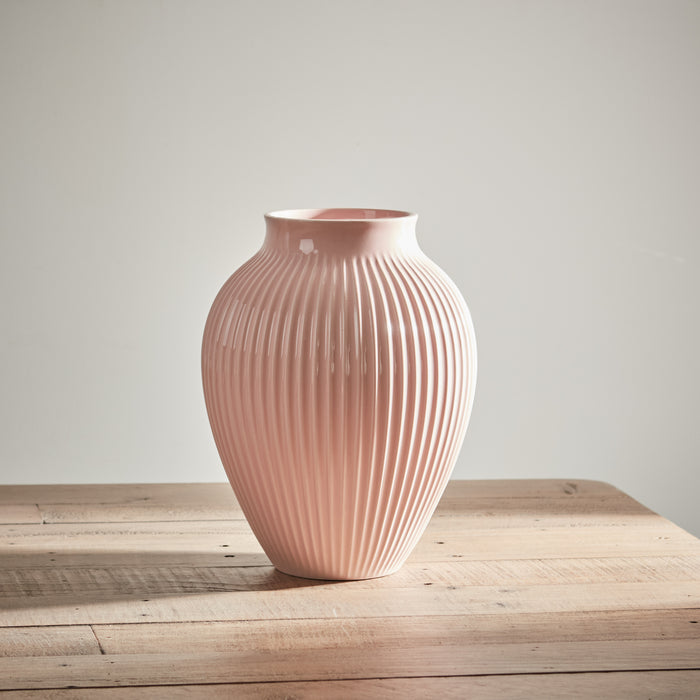 Grooved Pink Olpe Vase