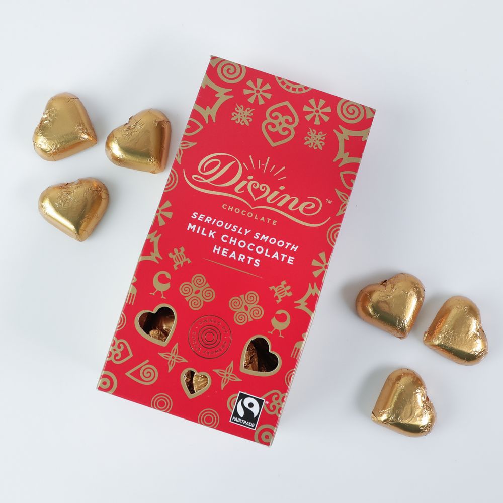Fairtrade Divine milk chocolate hearts