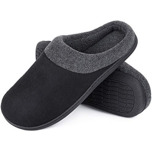 Homeideas Men S Woolen Fabric Memory Foam Anti Slip House Slippers Autumn Winter Breathable Indoor Shoes