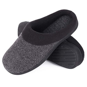 homeideas men's woolen fabric memory foam house slippers