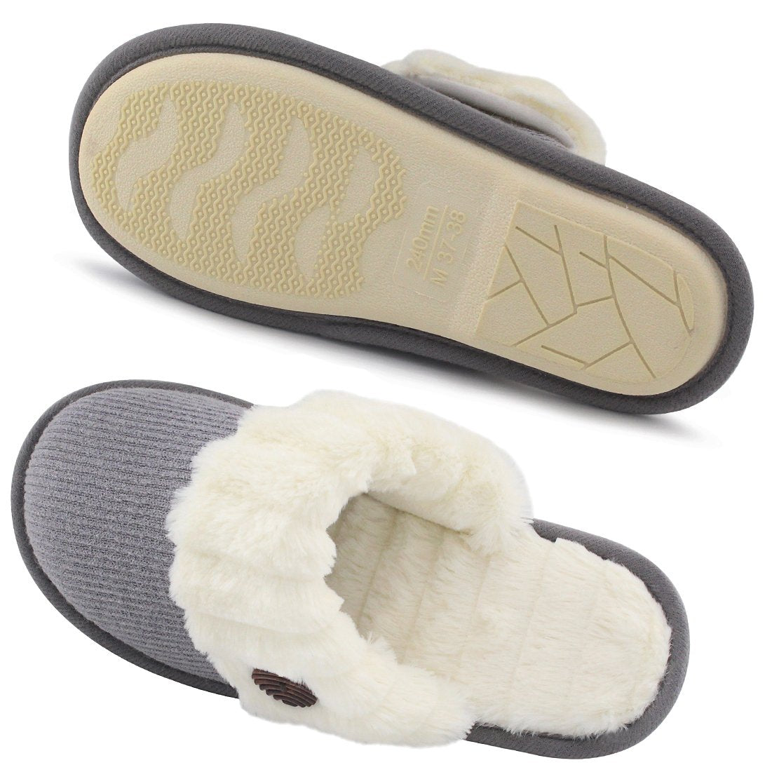 Hometop Women S Cute Comfy Fuzzy Knitted Memory Foam Slip On