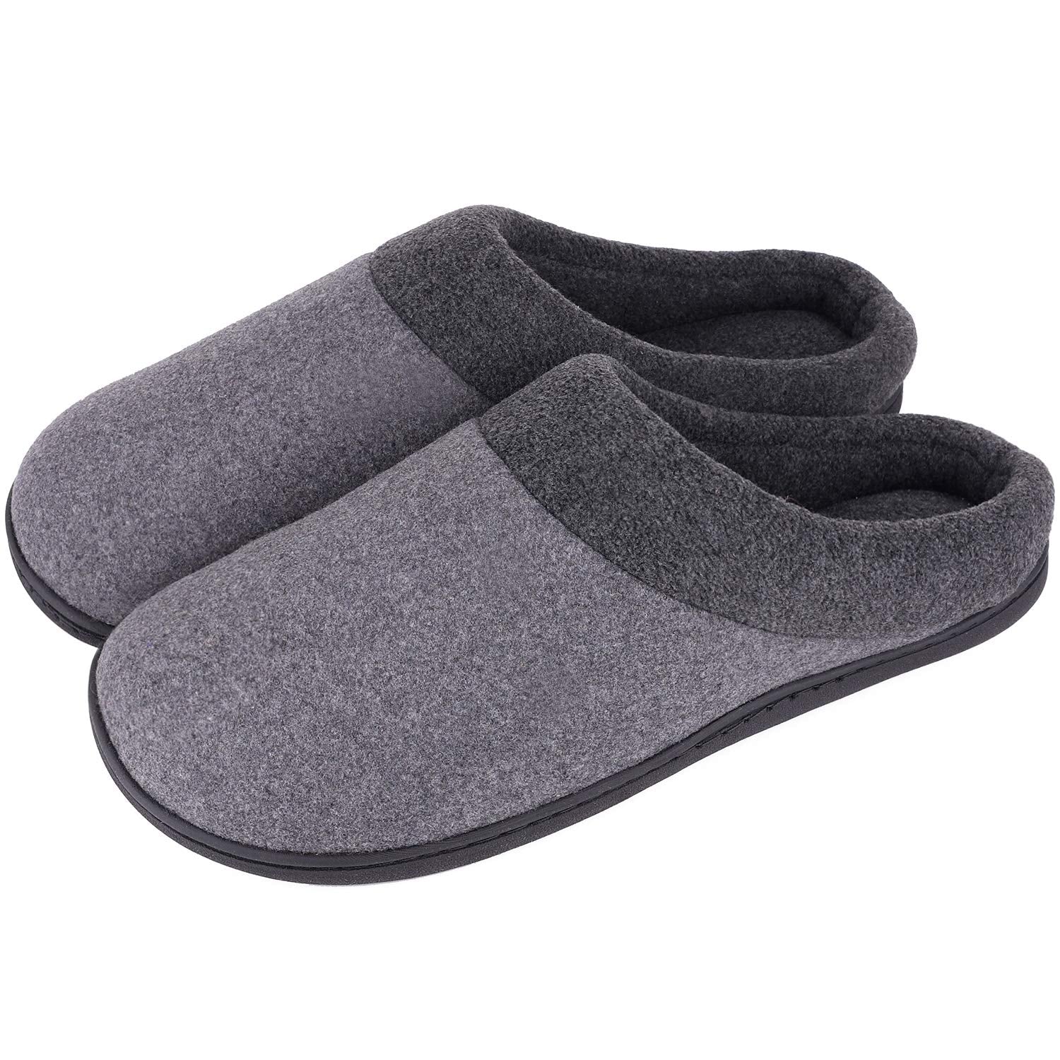 homeideas men's woolen fabric memory foam house slippers