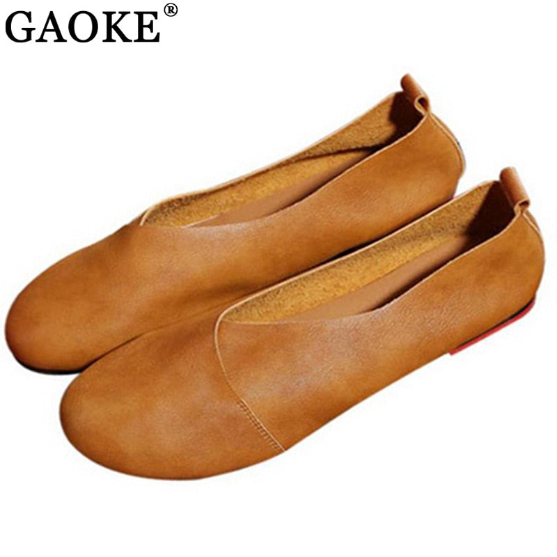 leather flat shoes ladies