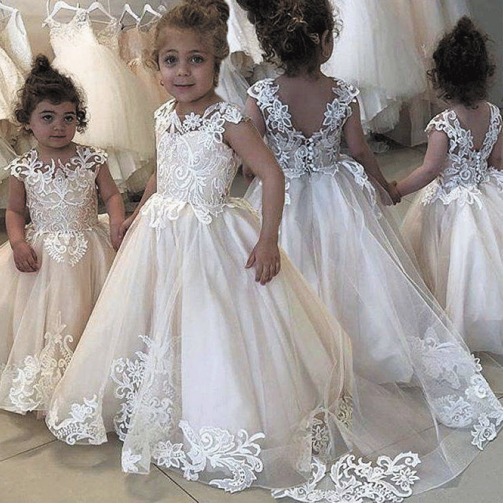 champagne little girl dresses