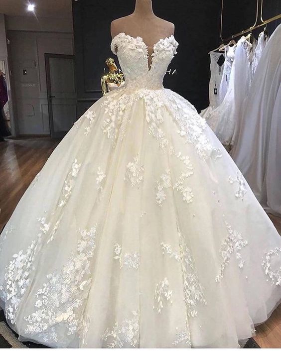 princess wedding dresses boho off white lace applique elegant bridal g ...
