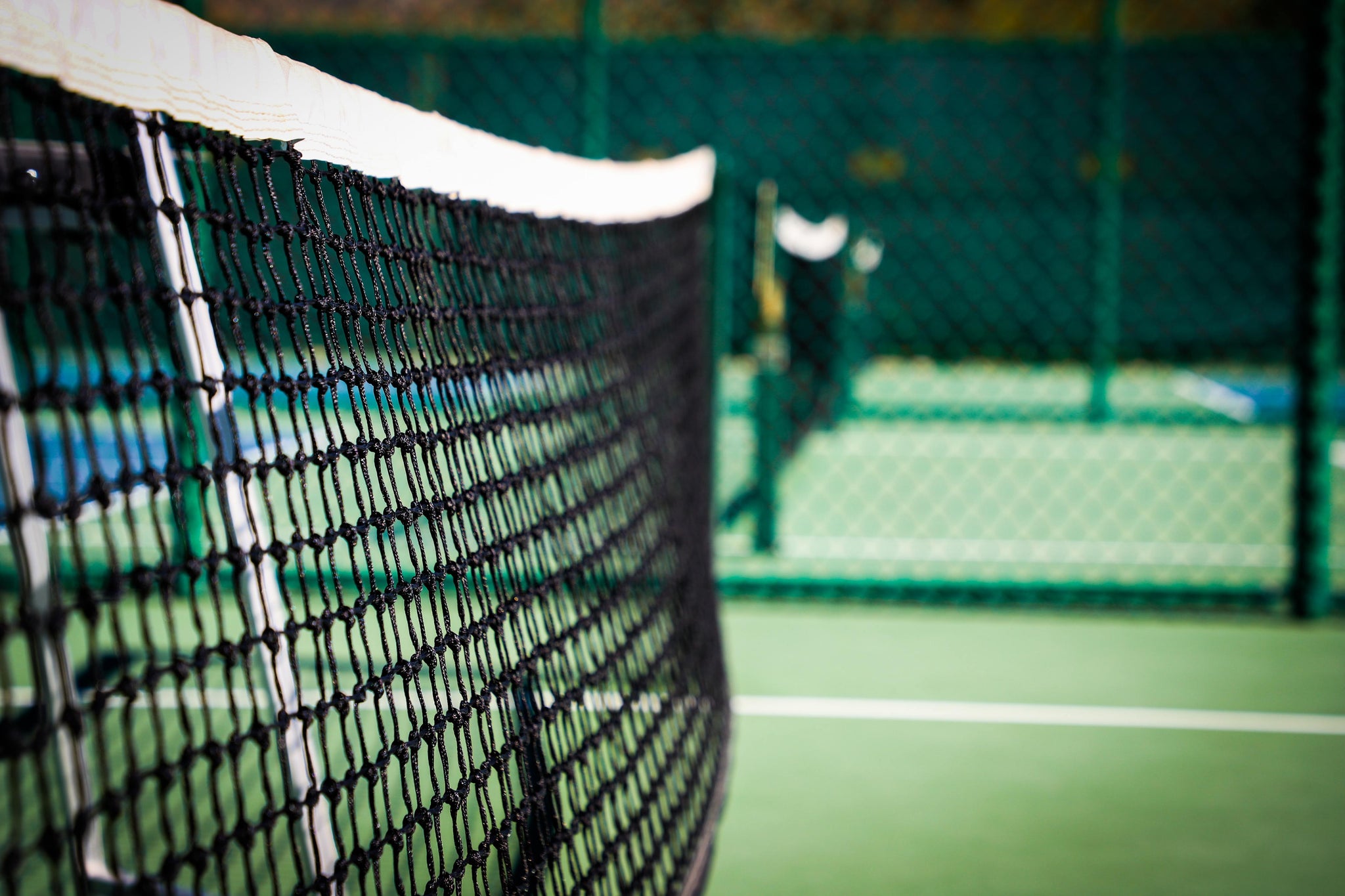 Pickleball: net of an indoor court