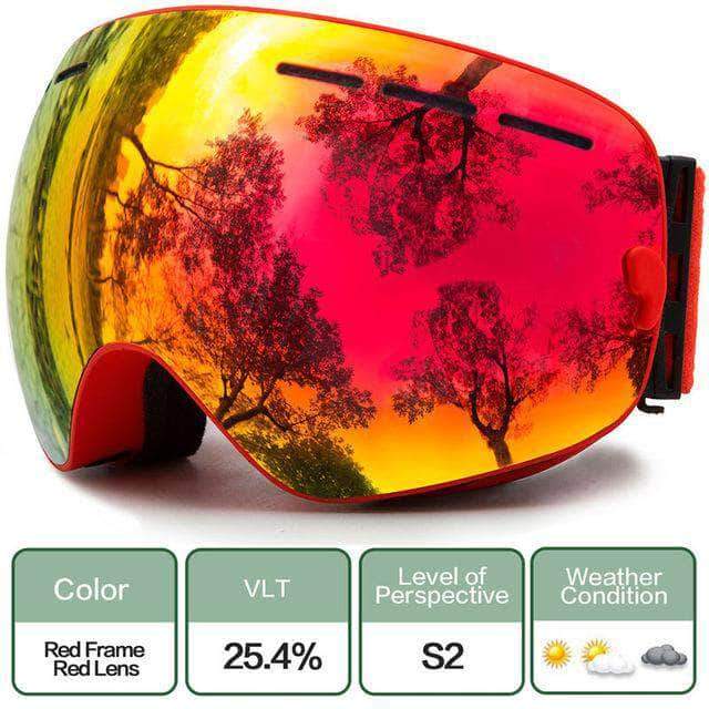 red snow goggles