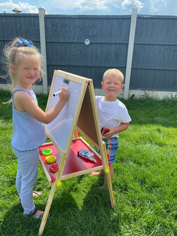 Two children drawing