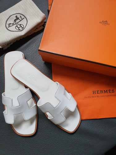 Hermes Bleu Glacier Epsom Leather Oran Sandals Size 3.5/34